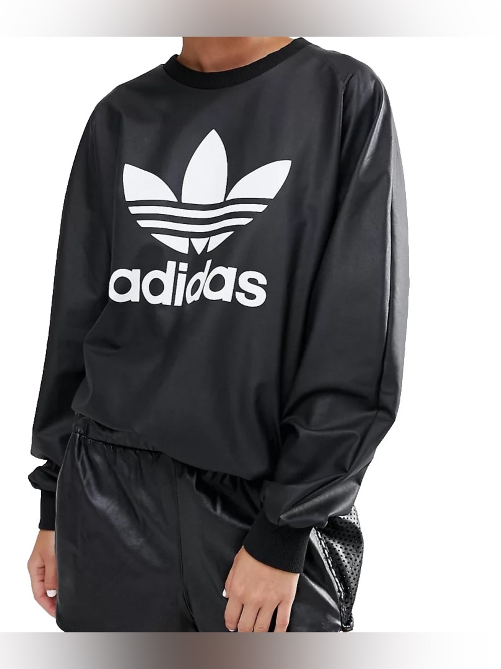 🖤 RARE Adidas Originals Black Trefoil Logo  Crewneck Pullover Size Medium EUC 🖤